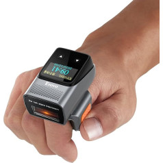 Eyoyo Mini 1D Wearable Bluetooth Ring Barcode Scanner with Display, Wireless Finger Bar Code Scanner Reader Inventory Compatible with iPhone Android iPad, Left and Right Handed Use, Quick and Precise