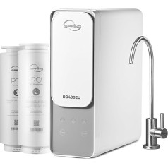 iSpring RO400EU Reverse Osmosis Water Filter System, 400GPD Tankless, 2:1 Pure to Drain, Reverse Osmosis System for Drinking Water Under the Sink, TDS Reduction, White