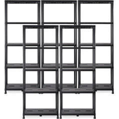 Ondis24 Shelf, Storage Shelf, 71 x 35 x 180 (H) cm, Boltless Shelf, Plastic Shelf, 15 Inch Heavy Duty Shelf, Maximum Load 180 kg (Pack of 5)