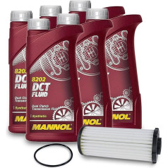 BESTPRICE Inspection Package Filter Set with 1x Hydraulic Filter with Gasket; 6x 1L DCT Mannol DSG - Gear Oil