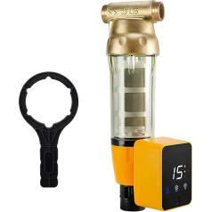 iSpring WSP50ARB Backwash Filter Water Filter Reusable Spin Down Sediment Water Filter Pre Filter for Well Water Hose with Touchscreen Automatic Flush Module 50 Micron