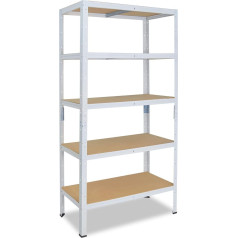 shelfplaza® Home Heavy Duty Shelving Unit with 5 Shelves / Basement Shelving Metal Garage Shelving Workshop Shelf or Shelf Storage Shelving Metal with 175 kg Load Capacity 180 x 80 x 40 cm White
