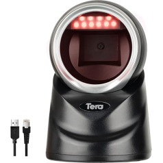 Tera Pro Omnidirectional Barcode Scanner 2D QR Desktop Handsfree Adjustable Scan Head Wired Automatic Platform Scanner with USB Cable for Market Retail