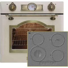 Kaiser Kitchen Appliances Oven Set EH 6355 ElfEm+KCT 6705 RI, Self-Sufficient, Retro Built-In Oven, 8 Functions + Built-in Hob 60 cm, 4 Cooking Zones, Cast Iron Hob Design, Antique Gold