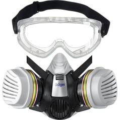 Dräger X-plore 3300 Half Mask Set for Chemical Work with Full Vision Goggles X-pect 4400 & ABEK1 Hg P3 Combination Filter, Protection Against Vapours, Gases, Particles & Dust