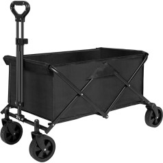 Healfith Bollerwagen Faltbar,100L Gartenwagen Handwagen,Transportwagen Gartenwagen Strandwagen,All-Terrain-Räder mit Verstellbarem Griff für Shopping,Camping,Garten,Strand (Schwarz)