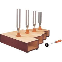 Tuning fork set on resonance boxes - C major chord