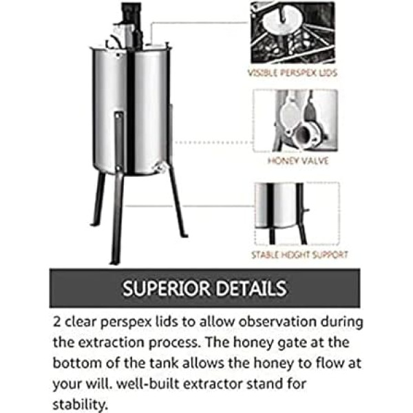 Electric Honey Extractor Separator, Upgraded 3 Frame Food Grade Stainless Steel Honey Extractor, Drum Extraction Apiary Centrifuge Equipment for Honey Making