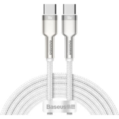USB-C kabelis - USB-C Series Metal Data PD QC SCP 100W 5A 1m - balts