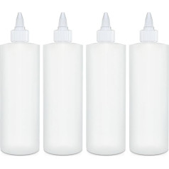 BRIGHTFROM Spice Squeeze Bottles 16oz Empty Squeeze Bottle with Twist Top Leak Proof - Ideal for Ketchup, Mustard, Syrup, Sauces, Arts and Crafts, BPA Free Plastic - Pack of 4