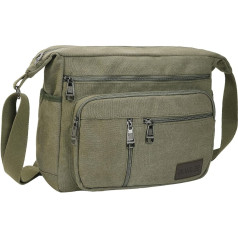 BOMKEE Men's Shoulder Bag, Messenger Bag, Large Canvas Shoulder Bag, 15.6 Inch Laptop Bag for Work, School, Travel