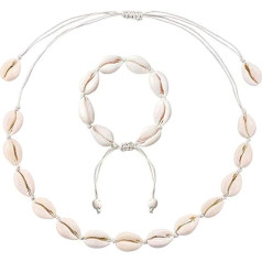 GLITZFAS Damen Natural Shell Choker Halsketten Armband Schmuck Set Boho Muschelkette