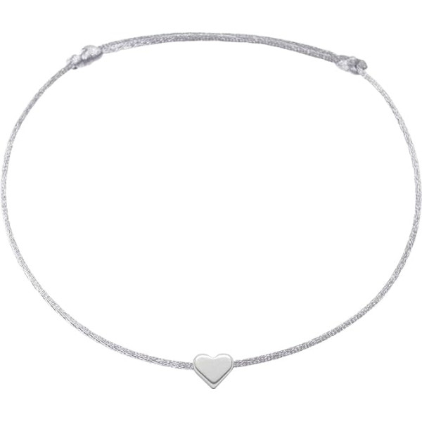Selfmade Jewelry Anklet Women's Silver Heart Adjustable Anklet with Heart Handmade Includes Gift Packaging, Metal satin ribbon Metal