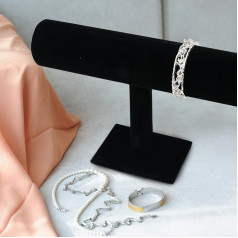 Bracelet Stand, 23.5 x 15 x 7 cm T Bar Bracelet Holder Velvet Bracelet Stand Black Jewellery Stand T Watch Stand Bracelet Holder for Storage Jewellery, Watches, Bracelets, Headbands, Bracelet Watch