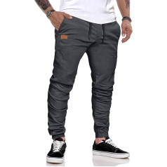 JMIERR Men's Chino Cargo Trousers, Jogging Bottoms, Cotton Sports Trousers, Casual Leisure Trousers, Elastic Waist with Drawstring, Tracksuit Bottoms with Pockets