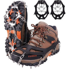 WIN.MAX Crampons, Ice Spikes, Shoe Claws with 19 Stainless Steel Teeth / Spikes, for Climbing / Mountaineering / Trekking / High Altitudes / Winter / Outdoors