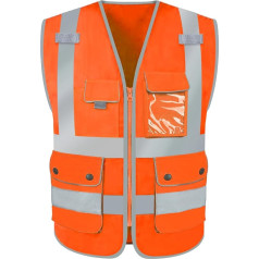 Hycoprot Safety Vest, High Visibility Safety Reflective Vest, Executive Manager Workwear Jacket, Zip Band, Brace, Mobile Phone Case, ID Holder