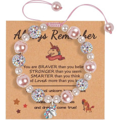 Aucuu Bracelet, Bead Bracelet for Children Girls, Jewellery Bracelets with Adjustable Braided Rope, Stretch Bead Bracelets, Bracelet for Women Girls Jewellery Gift