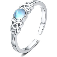 Moonstone Ring, Sterling Silver, Celtic Knot Ring, Rainbow Moonstone Jewellery for Girls and Women