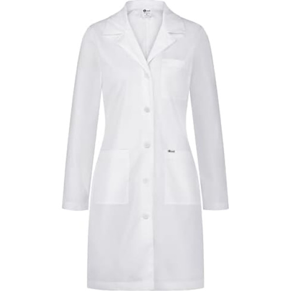 Bwell Bianca Women's Lab Coat - White Coat - Doctor's Coat Women, White Coat for Laboratory, Medicine and Study, 3 Pockets with Buttons
