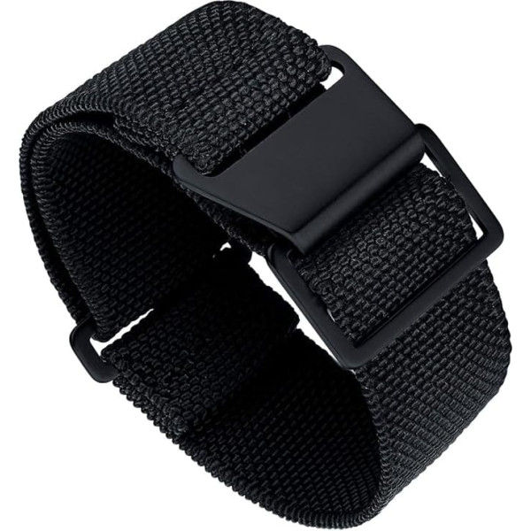 BINLUN Nylon Watch Strap Elastic Navy Diver Fabric Nylon Straps Fabric Military Replacement Strap Watch Hook Clasp with Black/Silver Women and Men 13 Colours 18/20/22 mm