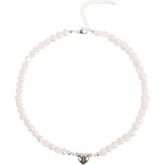 Ouran Freshwater Pearl Necklace, Pearl Necklace for Women, Real Pearl Choker Necklace with Love Pendant for Women, Handmade, Baroque Style, 6 mm Pearl Jewellery for Mother Lovers