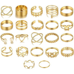ZOPJUMA Pack of 22 Boho Joint Finger Rings, Stackable Midi Rings Set, Gold Vintage Stackable Ring, Ideal for Birthday Parties, Proms etc, Non-precious metal