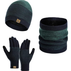 INSISMY Winter Beanie Hat Scarf for Men with Touchscreen Gloves Skull Cap Neck Warmer Scarves for Men and Women Fleece Lined Unisex