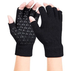 Winter Non-Slip Fingerless Gloves, Thermal Half Finger Gloves, Non-Slip Sports Gloves, Finger Gloves, Warm Stretchy Knitted Gloves for Men and Women