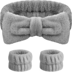 Aomig Spa Bowknot Headband Women's Elastic Face Wrist Wash Band, Hair Accessories for Washing Face, Hair Band Wrist Sweatband Cosmetic Headband for Beauty Skin Care Yoga Sports