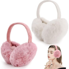 Pack of 2 Winter Earmuffs, Foldable Windproof Plush Earmuffs, Outdoor Sports Accessories, Unisex, Fluffy Pleats, Warm Earmuffs for Women, Men, Girls, Boys