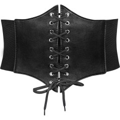 JasGood Women's Lace-Up Corset, Elastic Wide Band, Tied Waspie Waist Belt for Women for Halloween Parties and Other Events