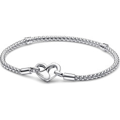 Pandora Moments Sterling Silver Heart Stud Chain Bracelet