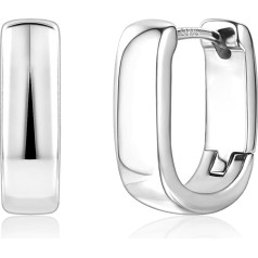 ALEXCRAFT 925 Silver Hoop Earrings Women's Small Chunky Hoop Earrings Hypoallergenic Sterling Silver Earrings Mini Thick Hoop Earrings Small Huggie Earrings Small Wide Hoop Earrings
