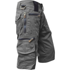 SOOUICKER Cargo Shorts Men's 3/4 Hiking Shorts Men's Cargo Many Pockets Cargo Shorts Men's with Zip Pocket Bermuda Shorts Men's Outdoor Work Trousers Men Short Cargo