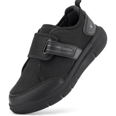 FitVille Extra Wide Diabetic Shoes Men's Orthopaedic Health Shoes with Velcro Fastening Walking Shoes Seniors Slippers Bandage Shoes for Swollen Feet Black Blue Size 40-50