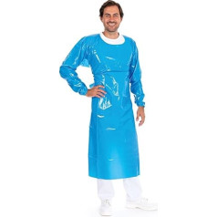 FRANZ MENSCH Hygostar Sleeve Apron, TPU, Blue, W: 90 cm, L: 140 cm, Waterproof Long Sleeve Apron, Work Apron, Butcher Apron