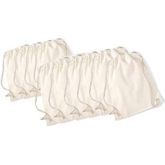 Web-Textilien24 Gym Bag Cotton Backpack Fabric Bag with Drawstring Natural 36 x 46 cm Pack of 10, natural, Rucksack