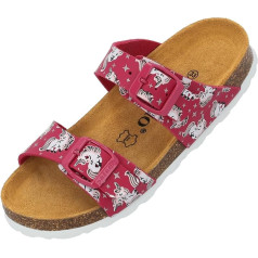 Palado Kids Samos Print Girls' Sandals with Adjustable Straps Made of Finest Suede Leather Slippers with Natural Cork Footbed