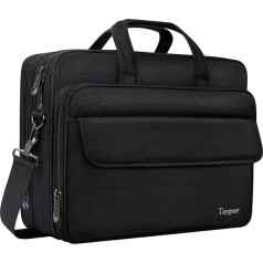 17 Inch Laptop Bag, Expandable Computer Briefcase, Taygeer Water Resistant Travel Office Shoulder Bag for Men Women, Carry on Handle Business Messenger Bag for 17 inch Tablet/Notebook/HP/Dell- Black