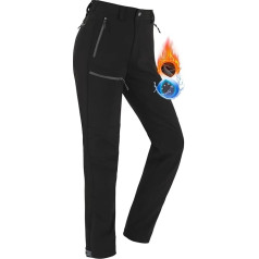 Vzteek Women's-softshell trousers, thermal trousers, hiking trousers, ski trousers, waterproof, winter, warm lined, rain trousers, trekking trousers, climbing trousers, outdoor trousers for women, 4 zip pockets