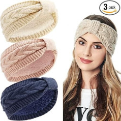 LIHELEI Women's Winter Knitted Headband for Women Girls, Thick Headbands, Ear Warmers for Outdoor Sports, Skiing, Running, Workout, Navy, Pink, White