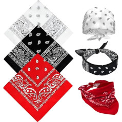 Christmas Bandana, Pack of 3 Bandana Headscarf for Men and Women, Christmas, Bandana Black, Headscarf Men Bandanas with Paisley Pattern, Headwear Hair Scarf Neck Wrist Head Biker, red