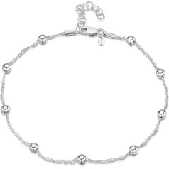 Amberta 925 Sterling Silver Anklet - Classic Anklet Bracelet - Flexible Adjustable
