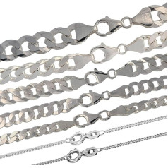 hoplo holzenplotz Silver Chain, Genuine 925 Sterling Silver Curb Chain, Silver Necklace for Men & Women, Made in Germany