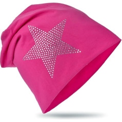 Miobo Kinder Slouch Beanie Mütze,Baumwolle,Strass Stern