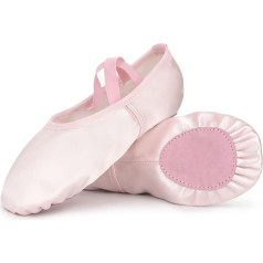 Soudittur Children's Ballet Shoes Satin Split Leather Sole Dance Shoes Ballet Shoes for Girls Women in Size 24-43 (Please choose one size larger)