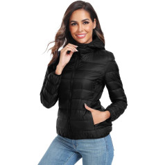 GOODSALEOK Lightweight down jacket, women's short quilted winter jacket with hood, winter gifts