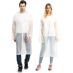 Opret Pack of 2 Raincoats Transparent Rain Poncho for Men and Women Reusable Waterproof Rain Cape Rain Jacket EVA Breathable Rain Accessories for Hiking Cycling Camping Travel