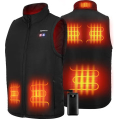 KEMIMOTO Beheizbare Weste für Herren Damen, Beheizte Weste mit 9600mAh Akku, 6 Heizzonen und Überhitzungsschutz, Heizweste mit USB, Ideal für Motorradfahren, Wandern, Camping, Skifahren, Angeln